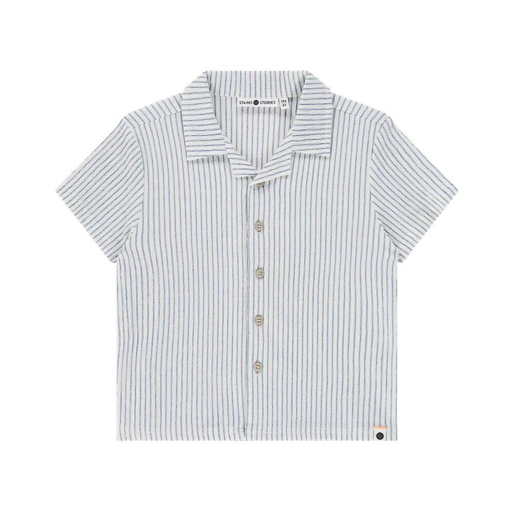 NEW BABYFACE kid's stripe short sleeve shirt in royal/ off-white